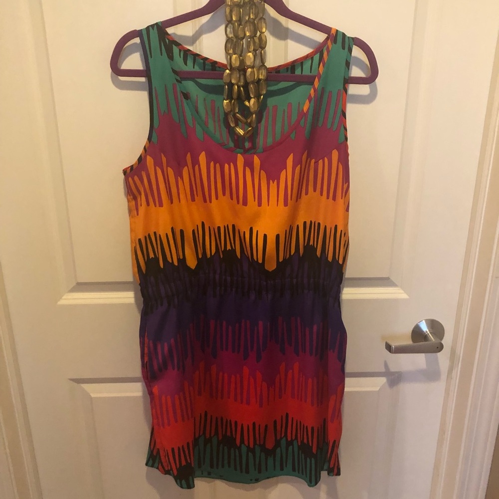 Bright colored flirty mini dress!